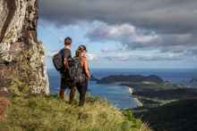 Hikers at Goathouse on Mt Lidgbird, Lord Howe Island