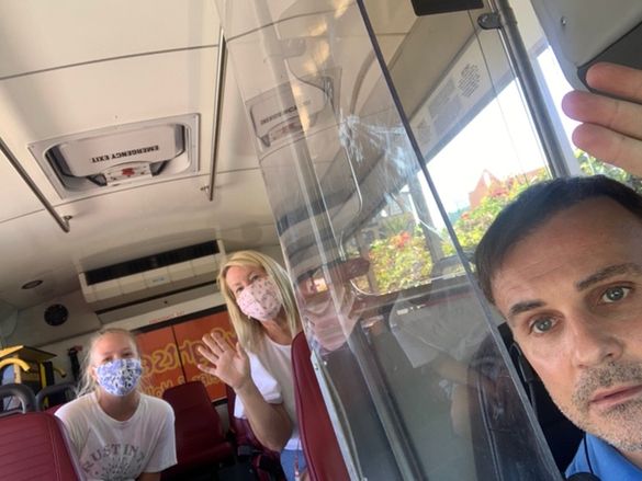 Passengers aboard Starline Tours in Hollywood follow safe protocols while seeing the sights in LA. Passengers aboard Starline Tours in Hollywood follow safe protocols while seeing the sights in LA.