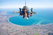 Skydiving over Rokcingham Beach