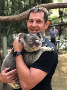 Channel 7 expert commentator Luke Hodge at Currumbin Wildlife Sanctuary 