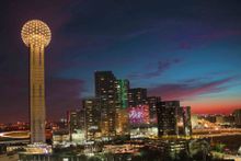  Dallas skyline with the Reunion Tower GeO-Deck (left). 