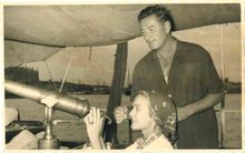 Errol Flynn and his wife Patricia Wymore aboard Zaca in Palma's Real Club Nautico in September 1955