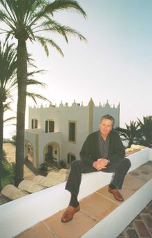 Michael Douglas outside S'Estaca, Mallorca