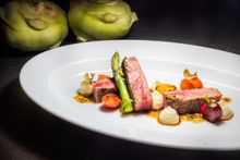 Australian M5 Wagyu Beef Rib Eye with Baby Beets, Kohlrabi and Spicy Jus