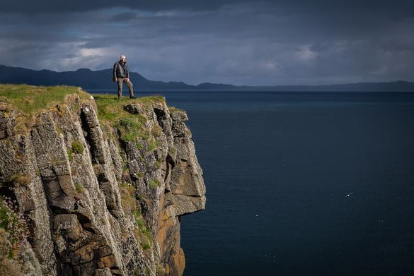 Outdoor photographer Paul Sharman of Hebridean Adventures enjoying the magnificent views from the Shiant Isles in the Outer Hebrides. Photograph courtesy of Harry Martin.