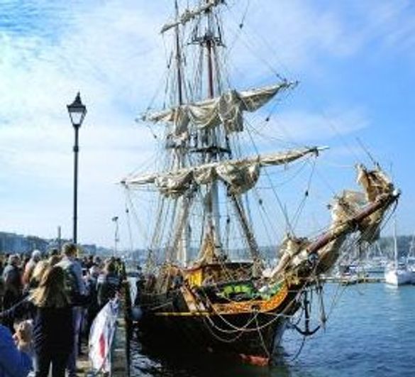 Vessel Tres Hombres visits Falmouth - a preview of the Tall Ships Regatta in August 