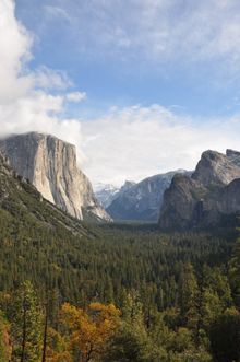 View of Yosemite National Park in Northern California from Highway 120, one of three popular gateways.   