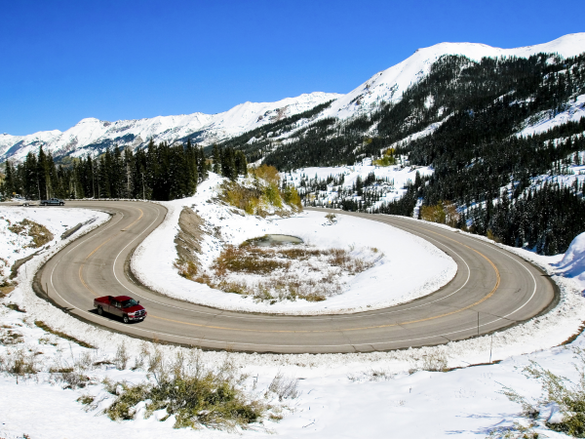 Driving Red Mountain Pass near Ouray