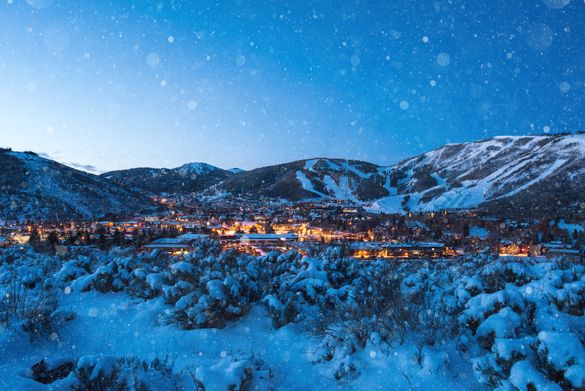 The town of Park City in winter twilight The town of Park City in winter twilight