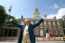 Benjamin Franklin at Independence Hall. Photo by Tim Hawk. 