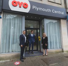 Owner Karim Nasser, OYO's Tej Malhotra and hotel GM Janice Carpenter