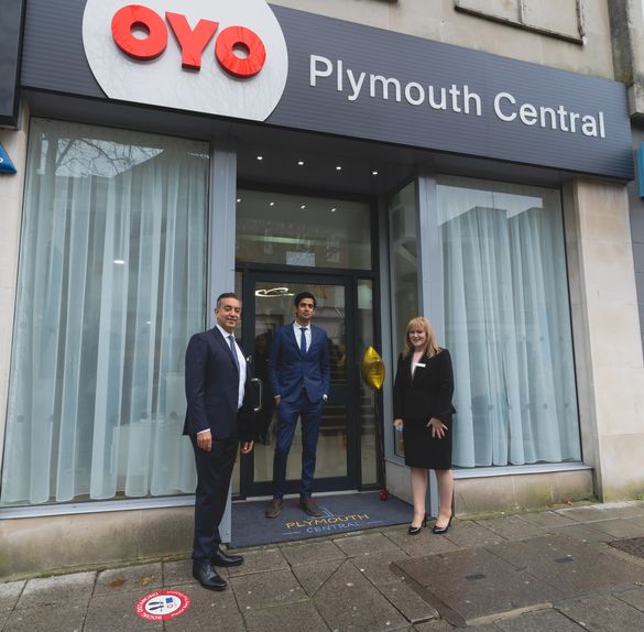 Owner Karim Nasser, OYO's Tej Malhotra and hotel GM Janice Carpenter Owner Karim Nasser, OYO's Tej Malhotra and hotel GM Janice Carpenter
