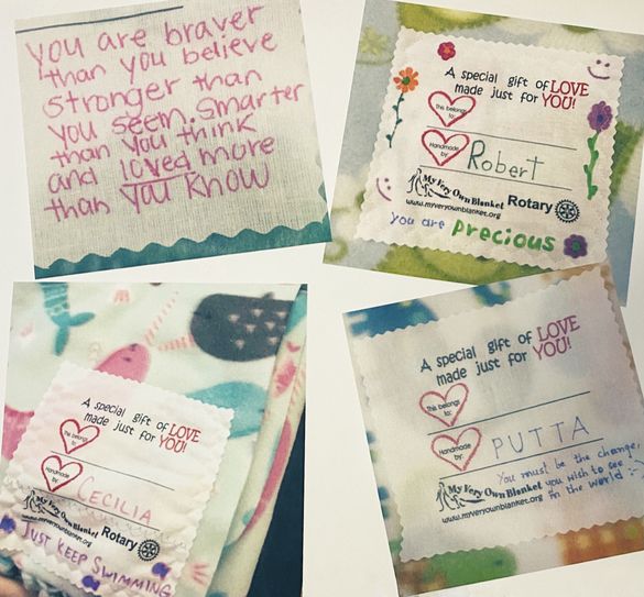 Caption: My Very Own Blanket Tags with Personalized Messages