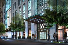 Rendering of the exterior of W Hotel Philadelphia. 