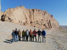 Group by the Buddha Niches in Bamiyan, Afghanistan 