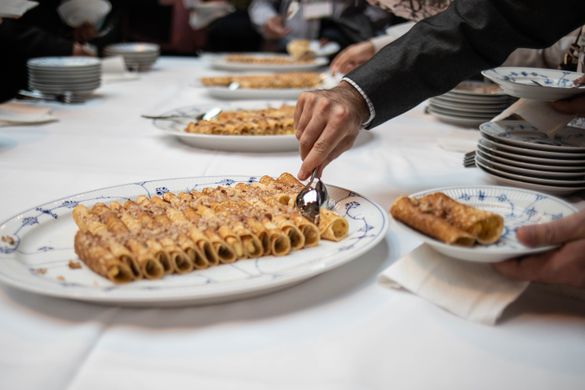 Town hall pancakes - when great sport events or prominent  people visit Copenhagen, they are often invited to have  Town hall pancakes  in the beautiful surroundings in the Copenhagen City Hall. 