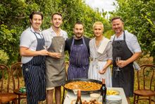 Orange Food Week 2021 Hero Young Gun Chefs (L-R) Chris Tudor, Dom Aboud, Ruben Lopez, Lily Hahn-Stevens, Richard Learmonth