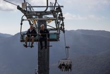 Governor-General David Hurley and Thredbo General Manager Stuart Diver on Kosciuszko Express Chairlift