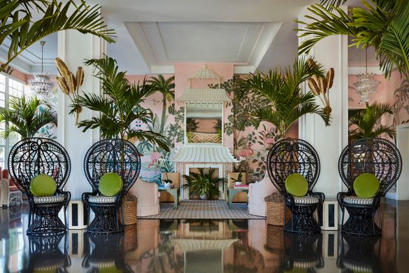 The Colony Hotel - Living Room with Degournay Wallpaper The Colony Hotel - Living Room with Degournay Wallpaper