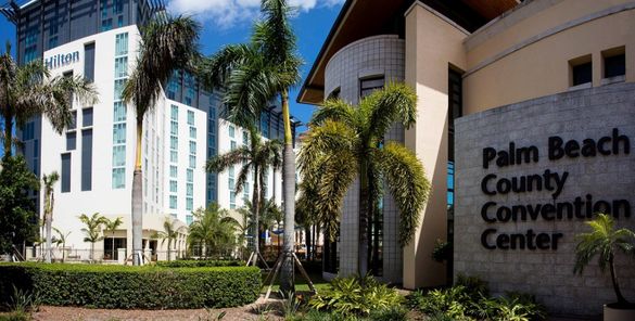 Caption: Palm Beach County Convention Center and Hilton West Palm Beach Hotel