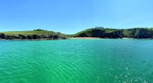 Polurrian on The Lizard - view from the sea to the hotel