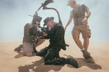 Secret Compass team on location battling sandstorms for the perfect shot