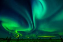 Northern lights over Nanuk Polar Bear Lodge