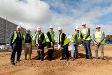 Aaron Mossop (BDM Mossop Construction), Sonia Lefevre (Hotellerie), Neil Mossop (MD Mossop), Glen Docherty (Mayor of Playford), Andrew Russell Price (owner Playford City Hotels), Barry Robinson (President and Managing Director International Operations Wyn