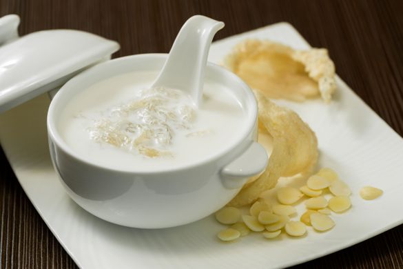 Double-boiled bird's nest with coconut juice