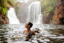 Tourism Australia's 'Holiday Here This Year' Epic Holidays campaign. Zoe Foster-Blake, Florence Falls, NT.