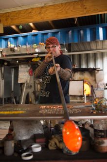 Glassblower Gerry Reilly at his Burnside studio