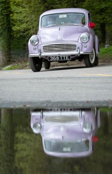 A Morris Minor 'Million' tears around a specially set out circuit at the 'Drive Dad's car' experience - 32 cars will be available to drive.  With all the cars finally revealed, Great British Car Journey has launched in a refurbished former wire works fact