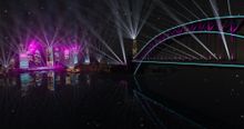 Our Connected City by Mandylights, supported by Transgrid, will shine new light on the city’s landmarks, with 200 searchlights beaming across the Harbour, CBD buildings and the Cahill Expressway, linking the Sydney Opera House and Sydney Harbour Bridge in