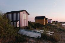 Colourful beach huts in Marstal, Aeroe