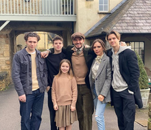 The Beckham’s posing outside of their house in the Cotswolds. Credit, David Beckham Instagram 