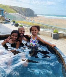 Marvin Humes with his kids in Cornwall,  