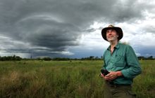 Simon Barnes standing in the Luangwa Valley in Zambia. Photograph: David Bebber.