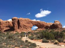 Vibrant colours as we hike though Arches National Park, Utah