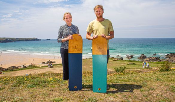 Veryan Palmer, The Headland director, is pictured with Jamie Johnstone, of Dick Pearce Bellyboards Veryan Palmer, The Headland director, is pictured with Jamie Johnstone, of Dick Pearce Bellyboards