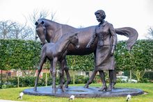 Statue of HM The Queen at the entrance to the Rowley Mile Racecourse