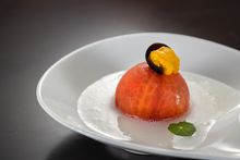 Steamed whole tomato, foxtail millet