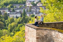 Weingenuss mit Blick auf die Festung Ehrenbreitstein in Koblenz, Romantischer Rhein