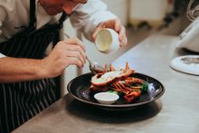 Chef Tony Howell preparing dish with West Australian Marron