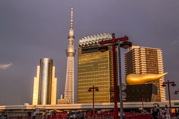 Skytree and Asahi building Asakusa