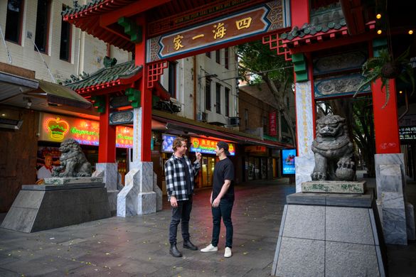 Reynold Poernomo and Hayden Quinn exploring Chinatown