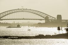 View towards Shark Island and the Sydney Harbour Bridge.