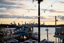 Scenic views across Sydney Harbour to the Sydney CBD from Watsons Bay Boutique Hotel,