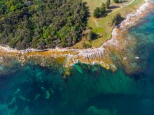Aerial overlooking Kamay Botany Bay National Park, Kurnell in Sydney's south.