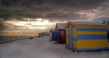 Kingsdown Beach Huts in snow