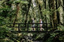 Milford Track walk to Giants Gate Waterfall on the Blanket Bay Walk
